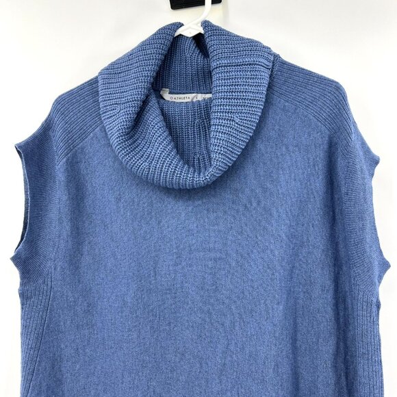New NWOT Athleta Kennewick Merino Wool Sweater Loose Swing Blue Cowl Neck Small - Picture 5 of 8